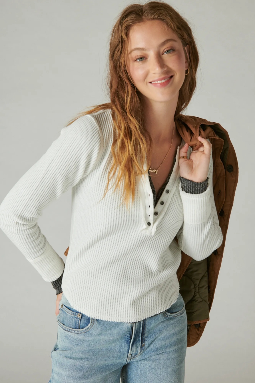 CHUNKY CROPPED RAW EDGE HENLEY, image 2