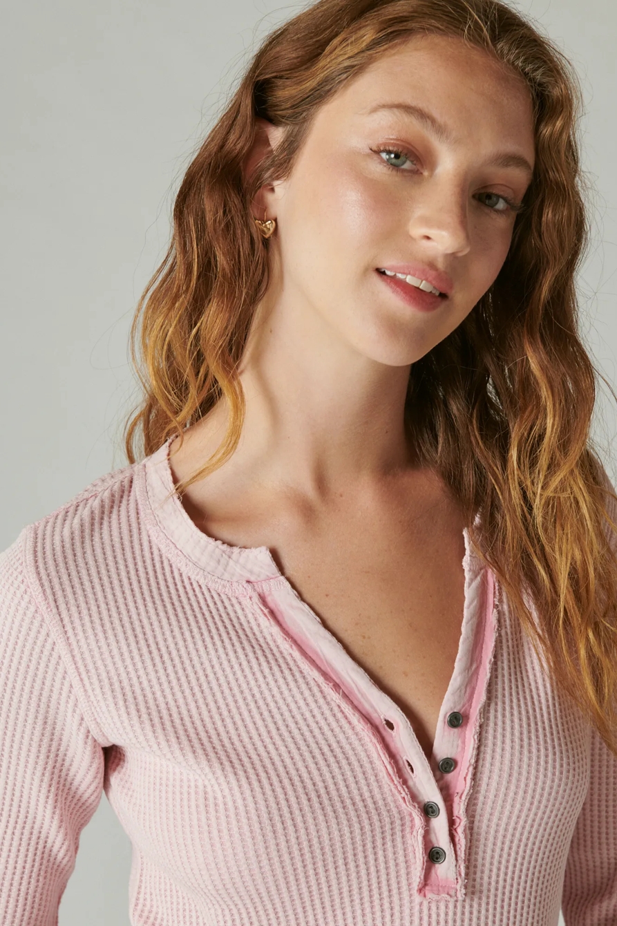 CHUNKY CROPPED RAW EDGE HENLEY, image 2