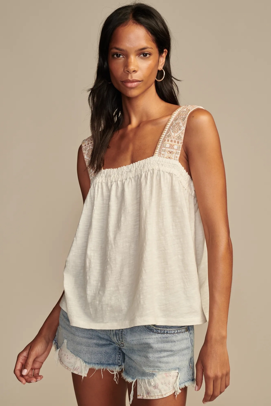 EMBROIDERED YOKE TANK, image 1