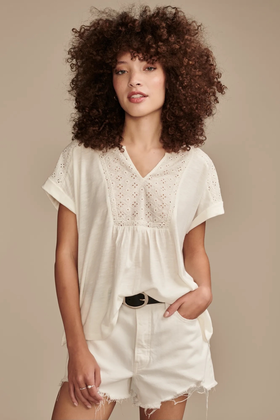 EYELET YOKE TEE, image 1
