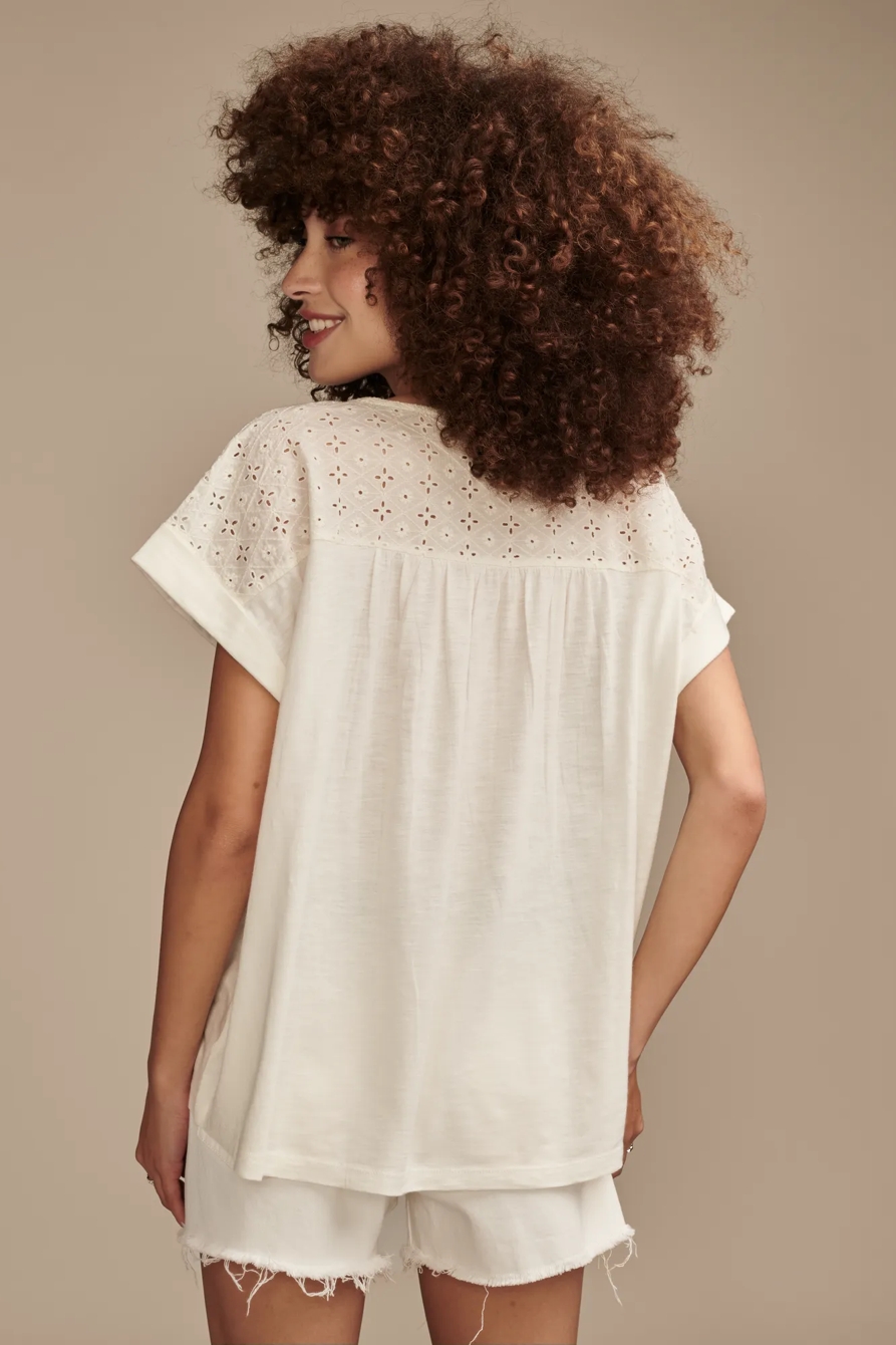 EYELET YOKE TEE, image 4