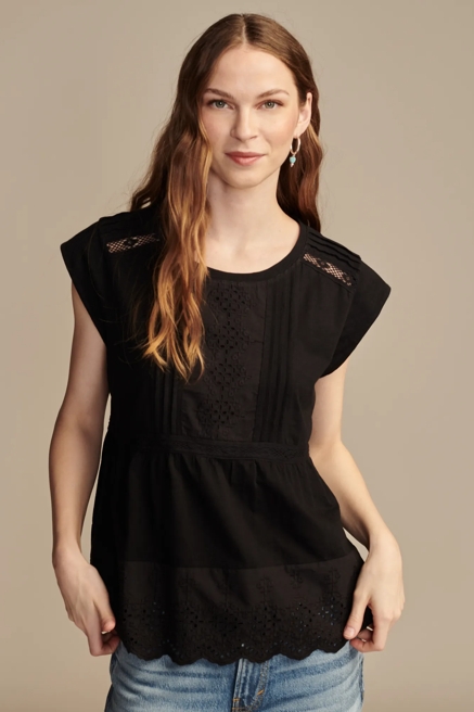 EMBROIDERED PEPLUM TEE, image 1