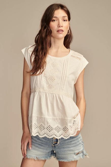EMBROIDERED PEPLUM TEE, image 1