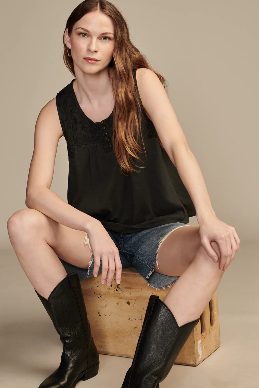 EMBROIDERED YOKE TOP, image 5