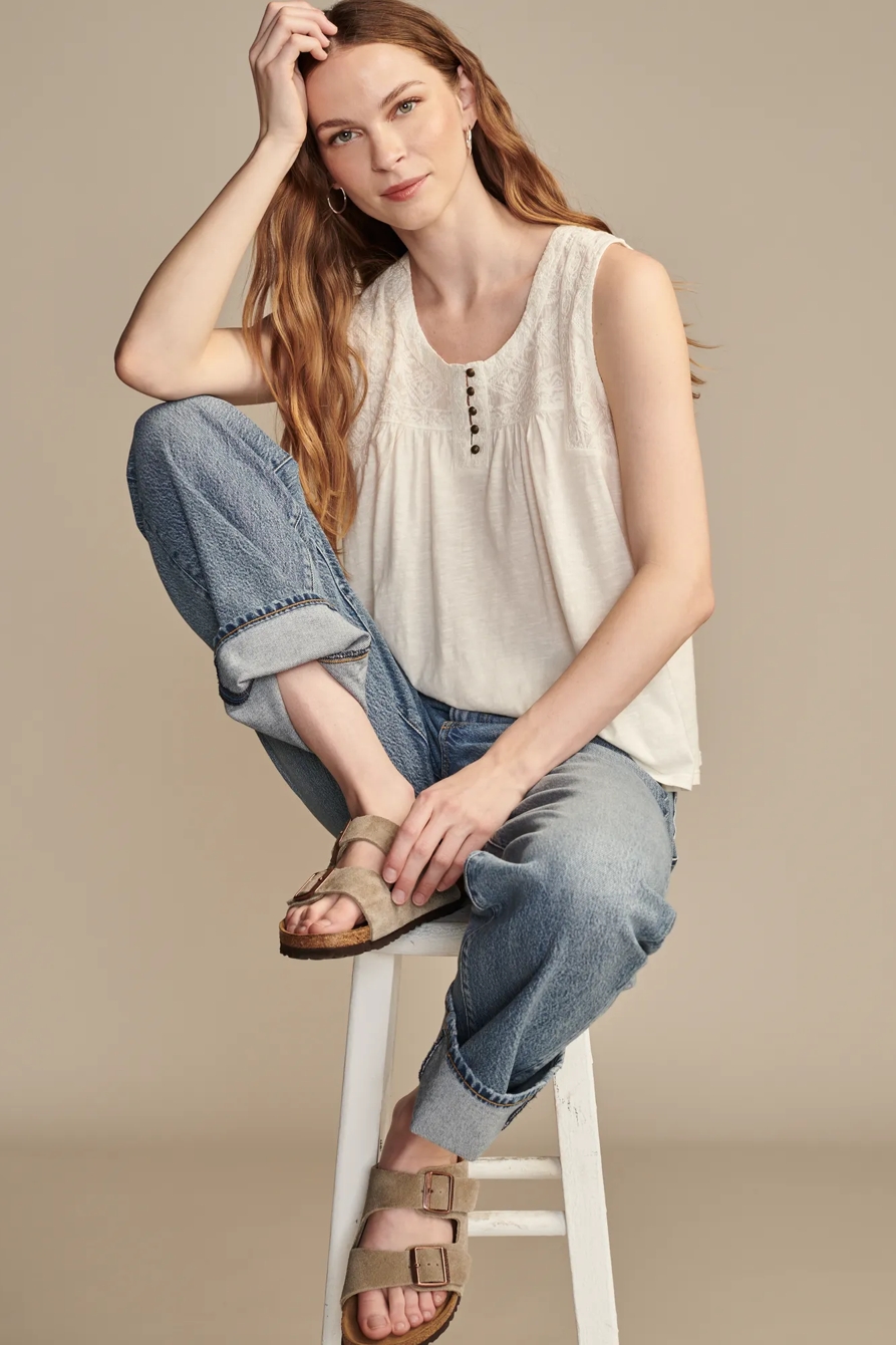 EMBROIDERED YOKE TOP, image 2