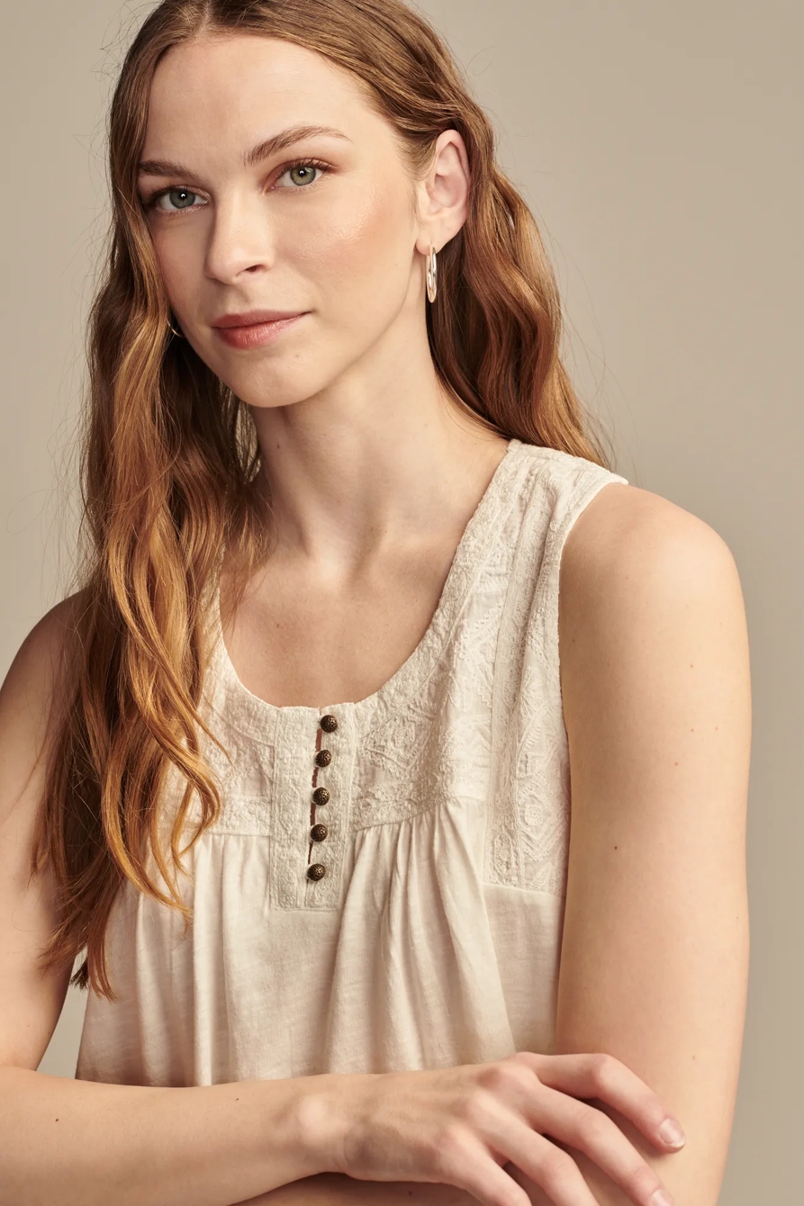 EMBROIDERED YOKE TOP, image 3