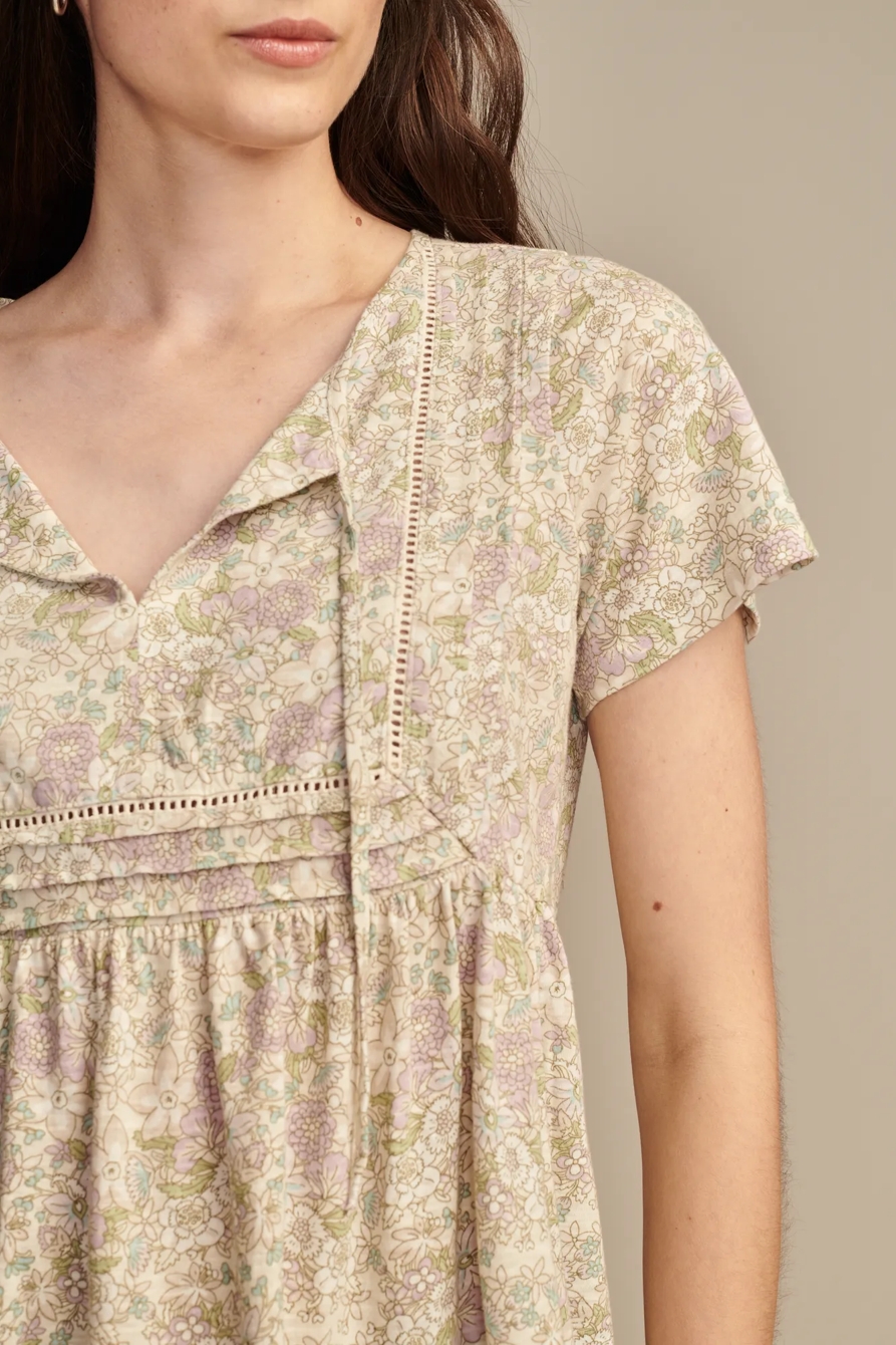 PRINTED PINTUCK YOKE TEE, image 3