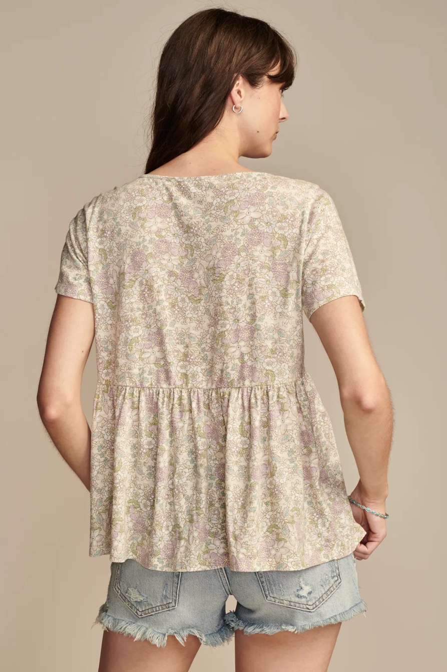 PRINTED PINTUCK YOKE TEE, image 5