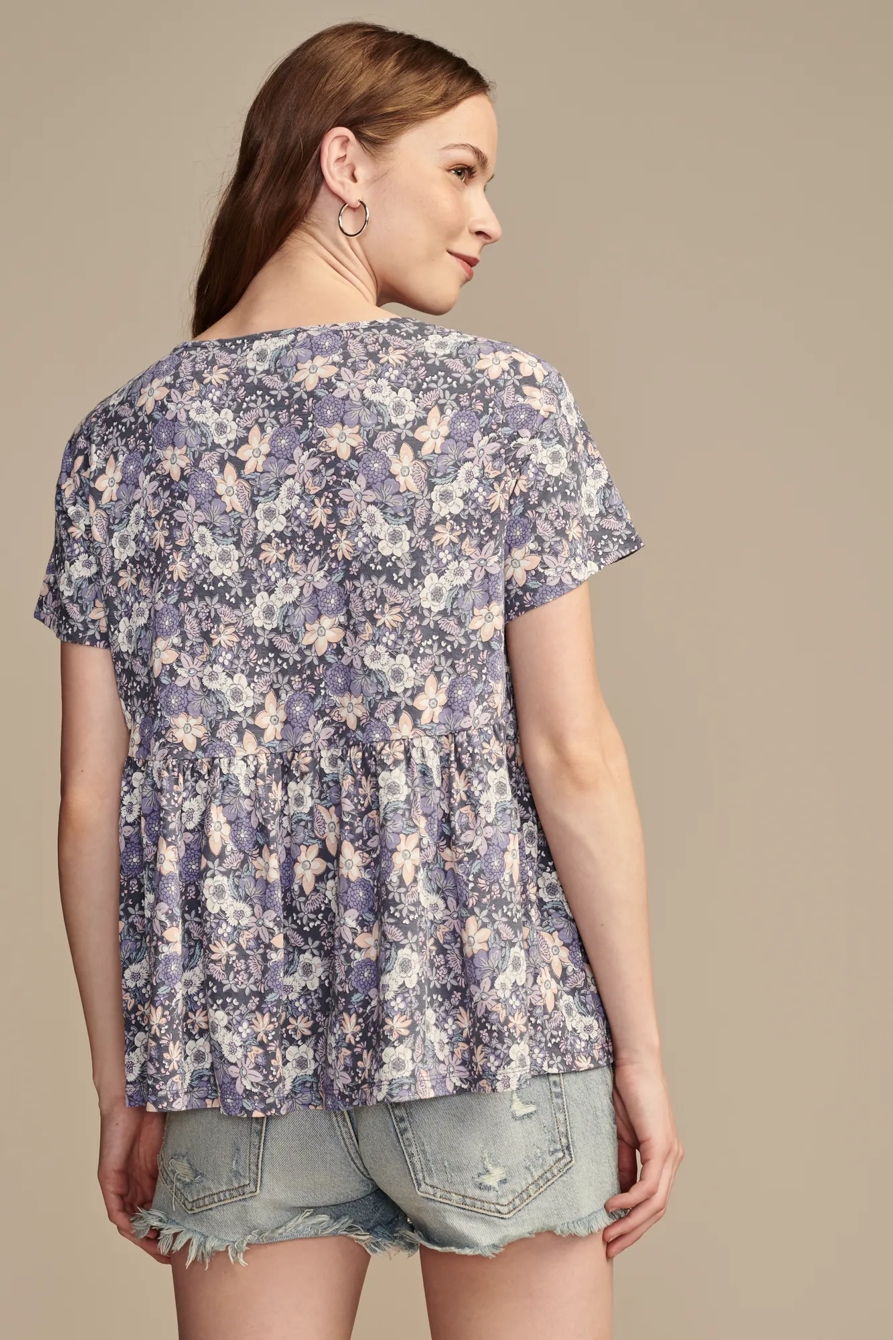PRINTED PINTUCK YOKE TEE, image 4