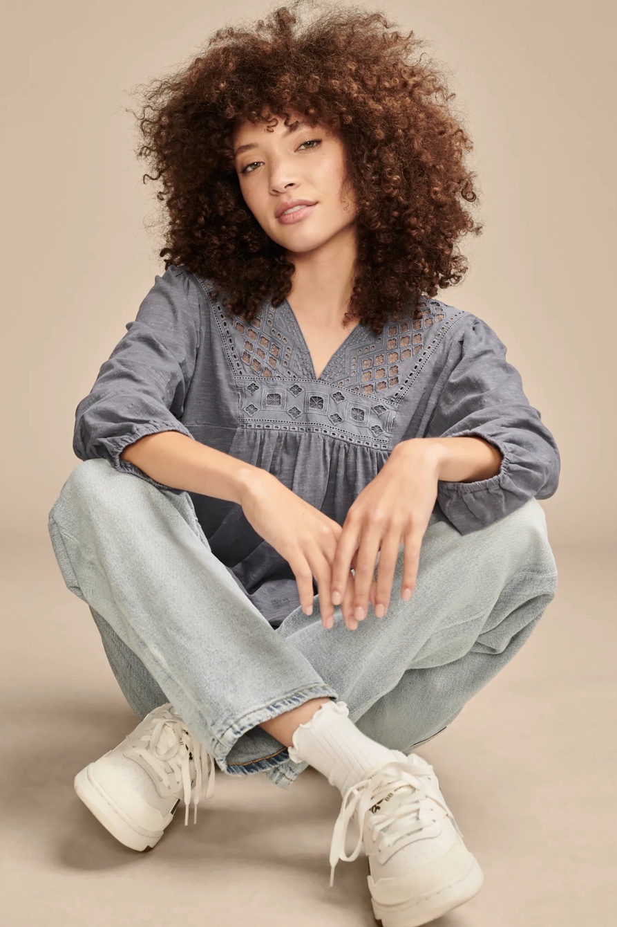 CUTWORK PEASANT TOP, image 2