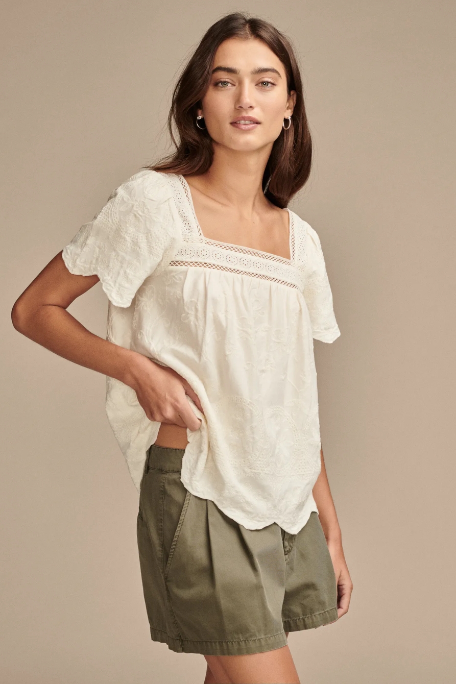 EMBROIDERED FLUTTER SLEEVE TOP, image 2