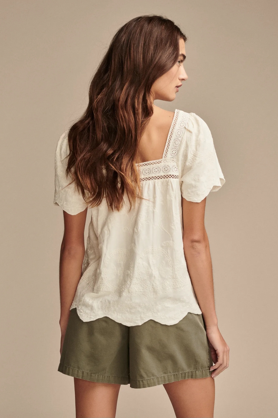 EMBROIDERED FLUTTER SLEEVE TOP, image 3