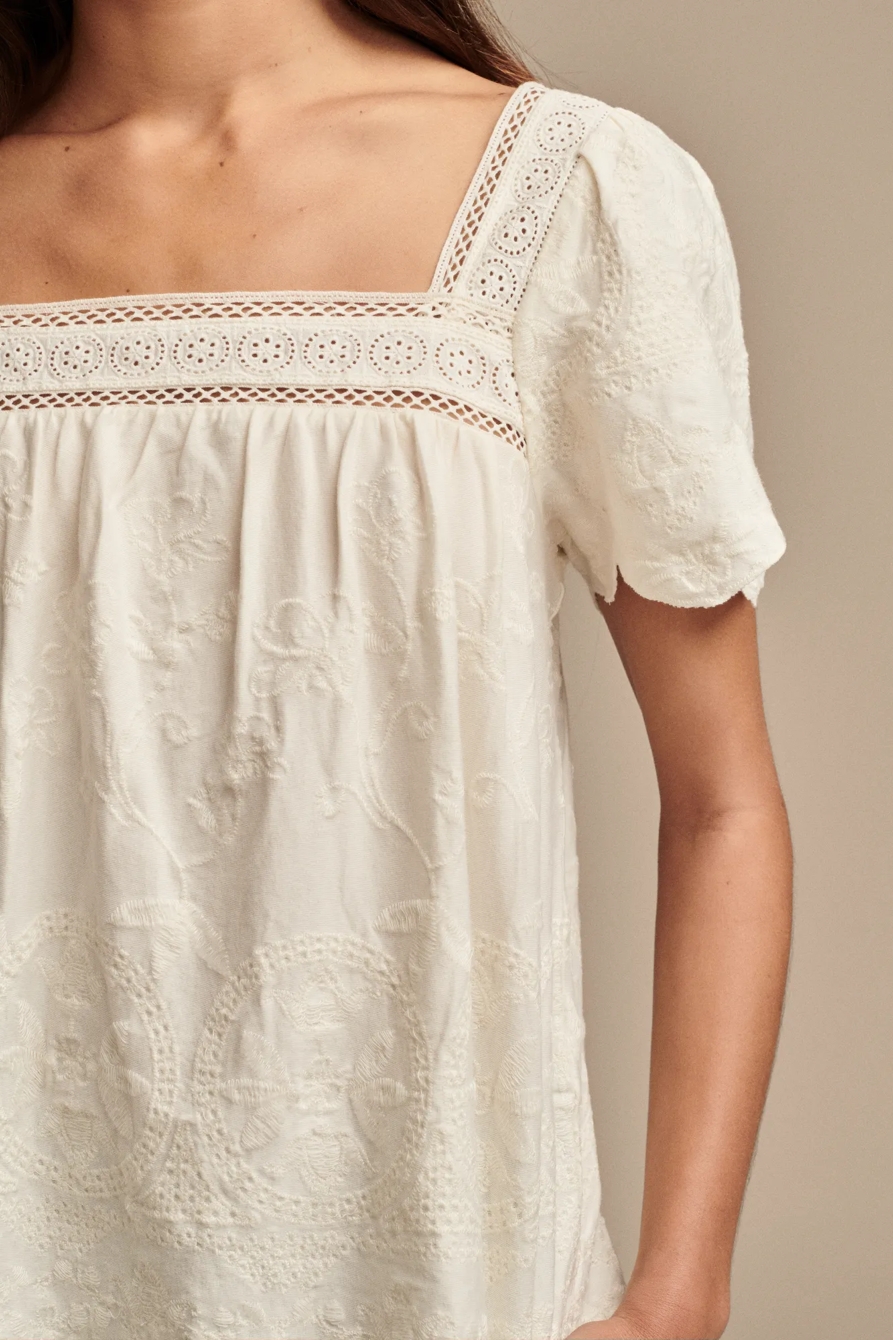 EMBROIDERED FLUTTER SLEEVE TOP, image 4