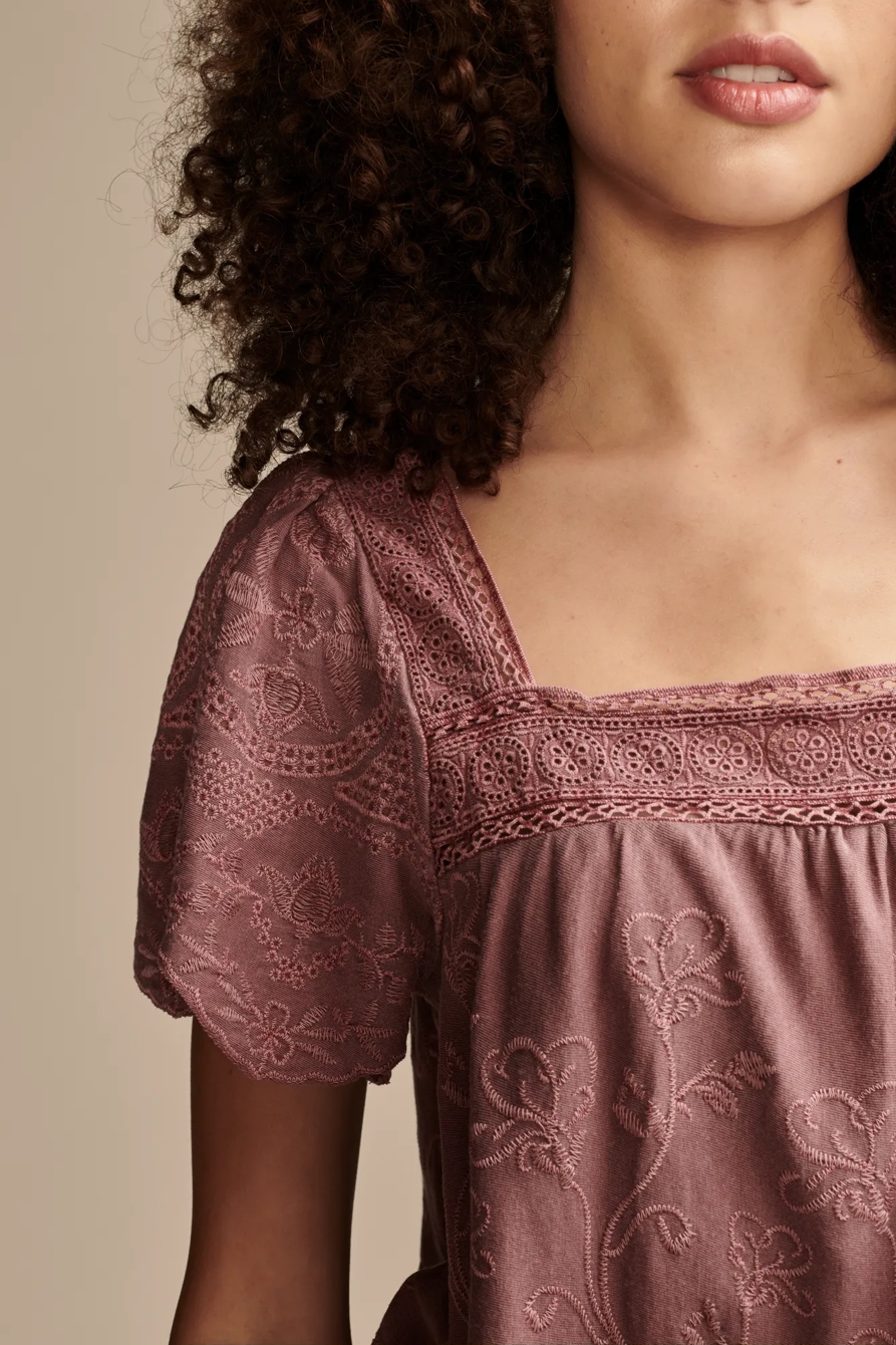 EMBROIDERED FLUTTER SLEEVE TOP, image 2