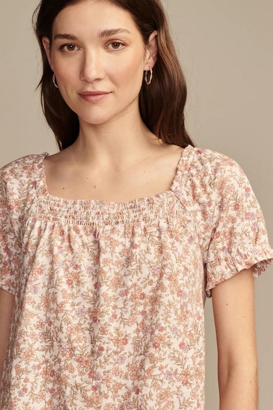 SQUARE NECK PRINTED SHORT SLEEVE TOP, image 2