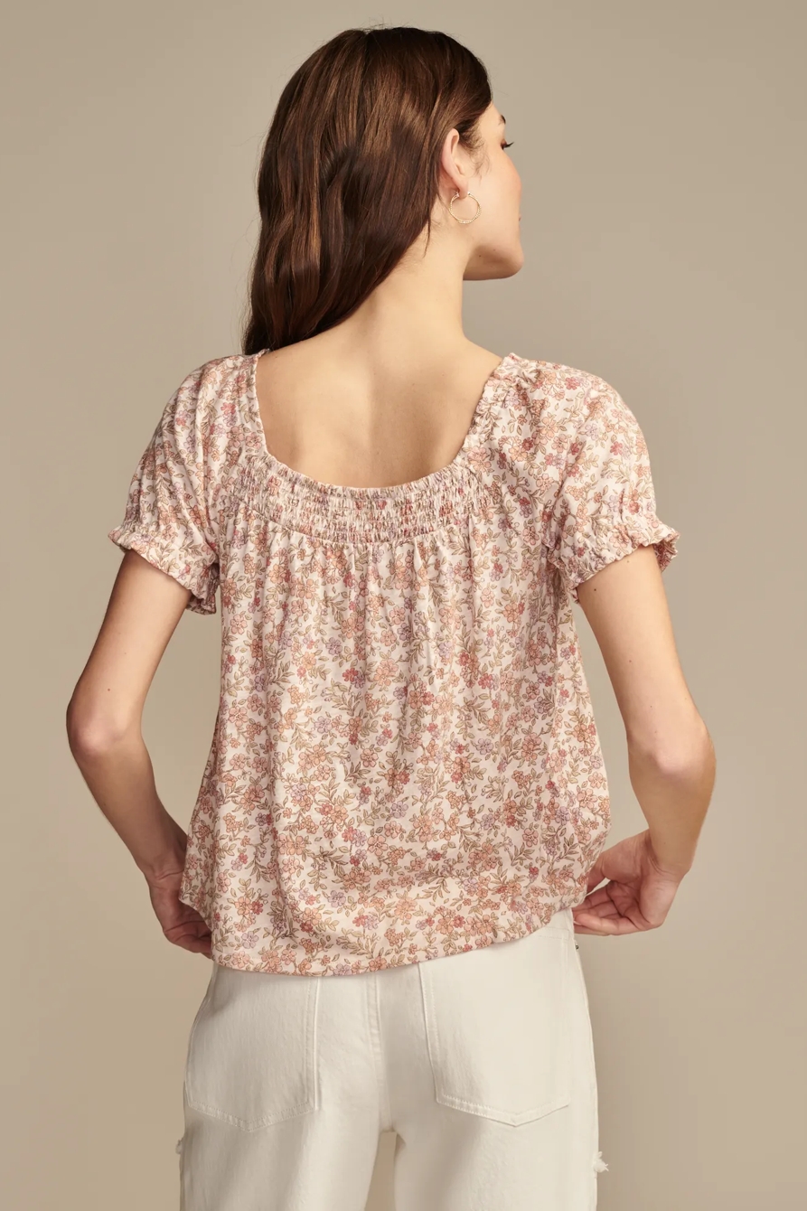 SQUARE NECK PRINTED SHORT SLEEVE TOP, image 4