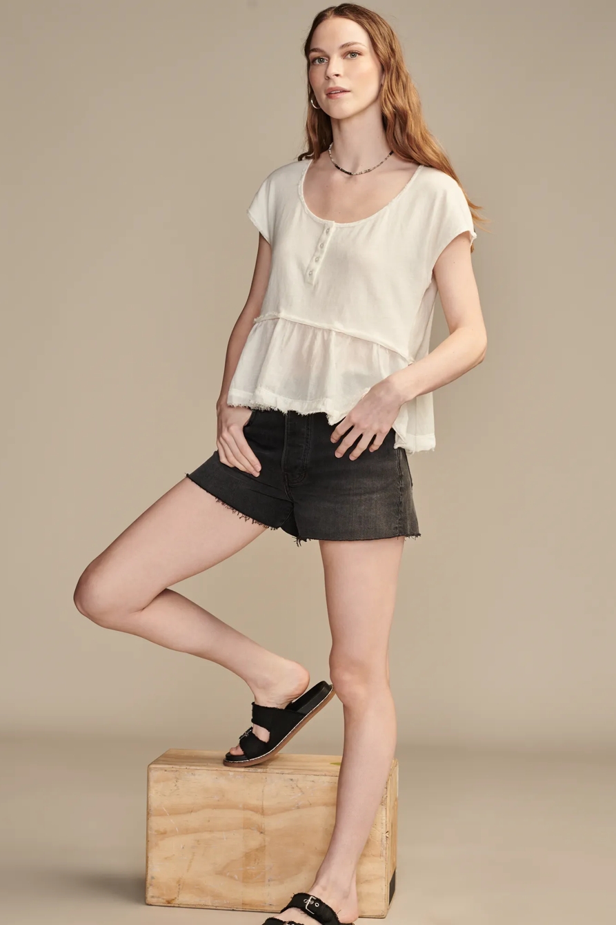 FABRIC MIX SHORT SLEEVE HENLEY, image 3
