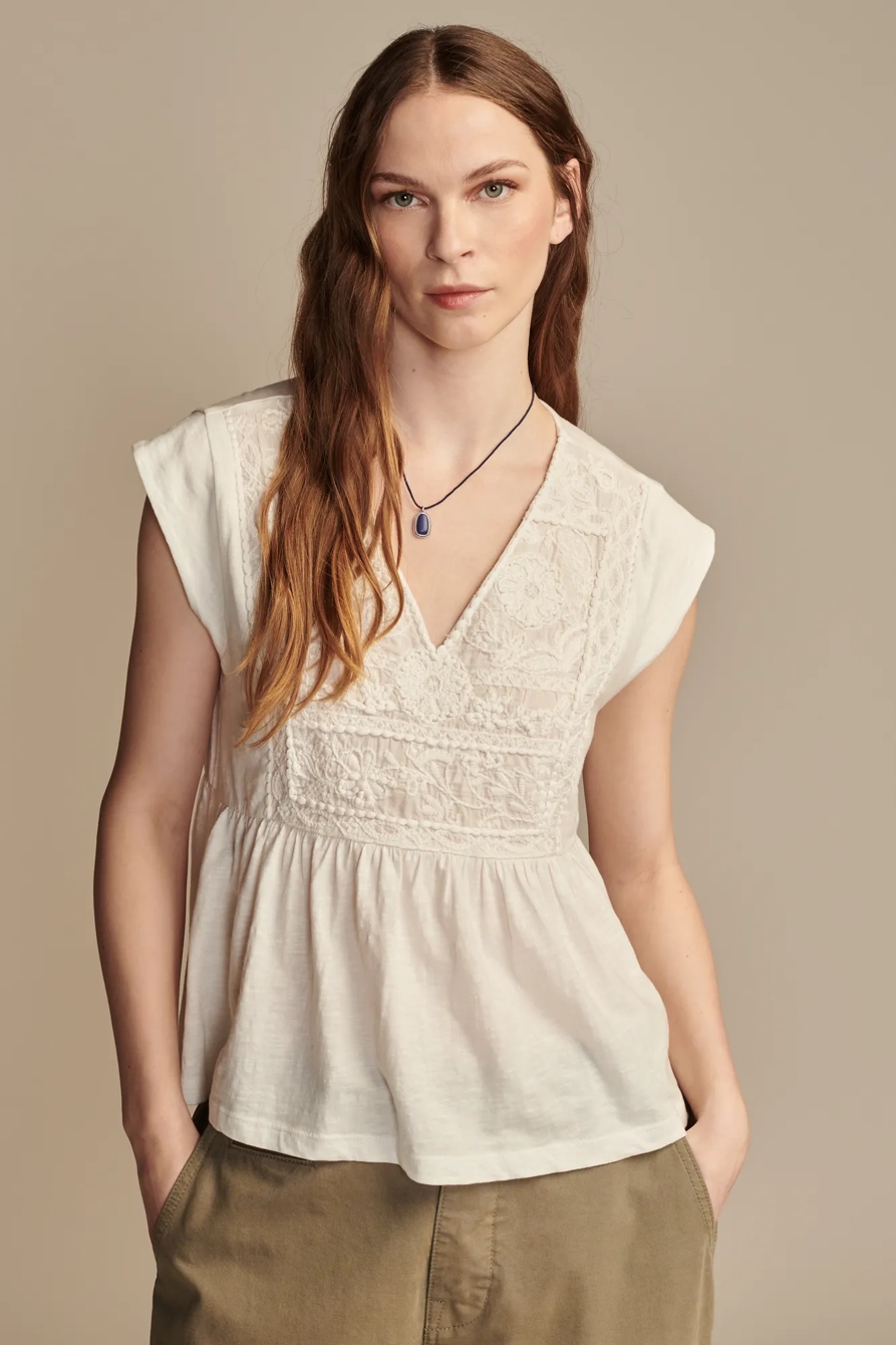EMBROIDERED BABY DOLL TOP, image 1