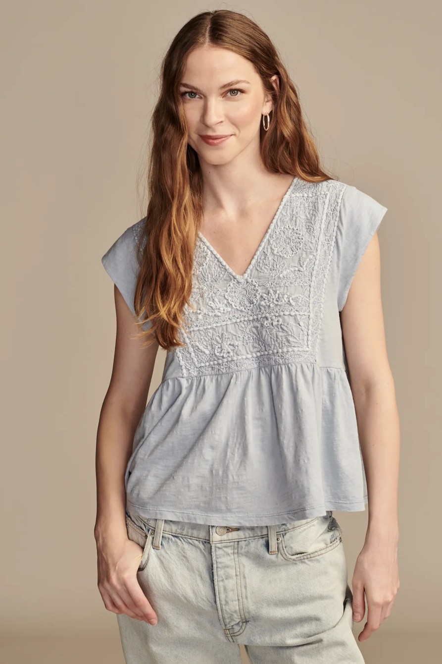 EMBROIDERED BABY DOLL TOP, image 3