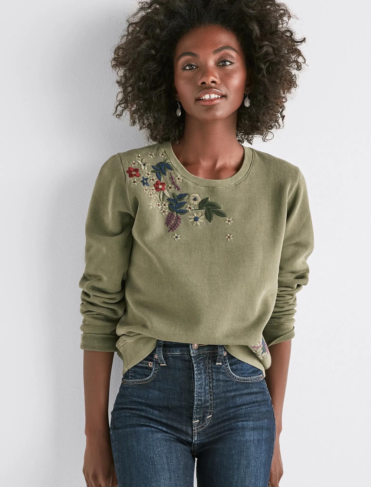 EMBROIDERED FLOWERS SWEATSHIRT, image 1