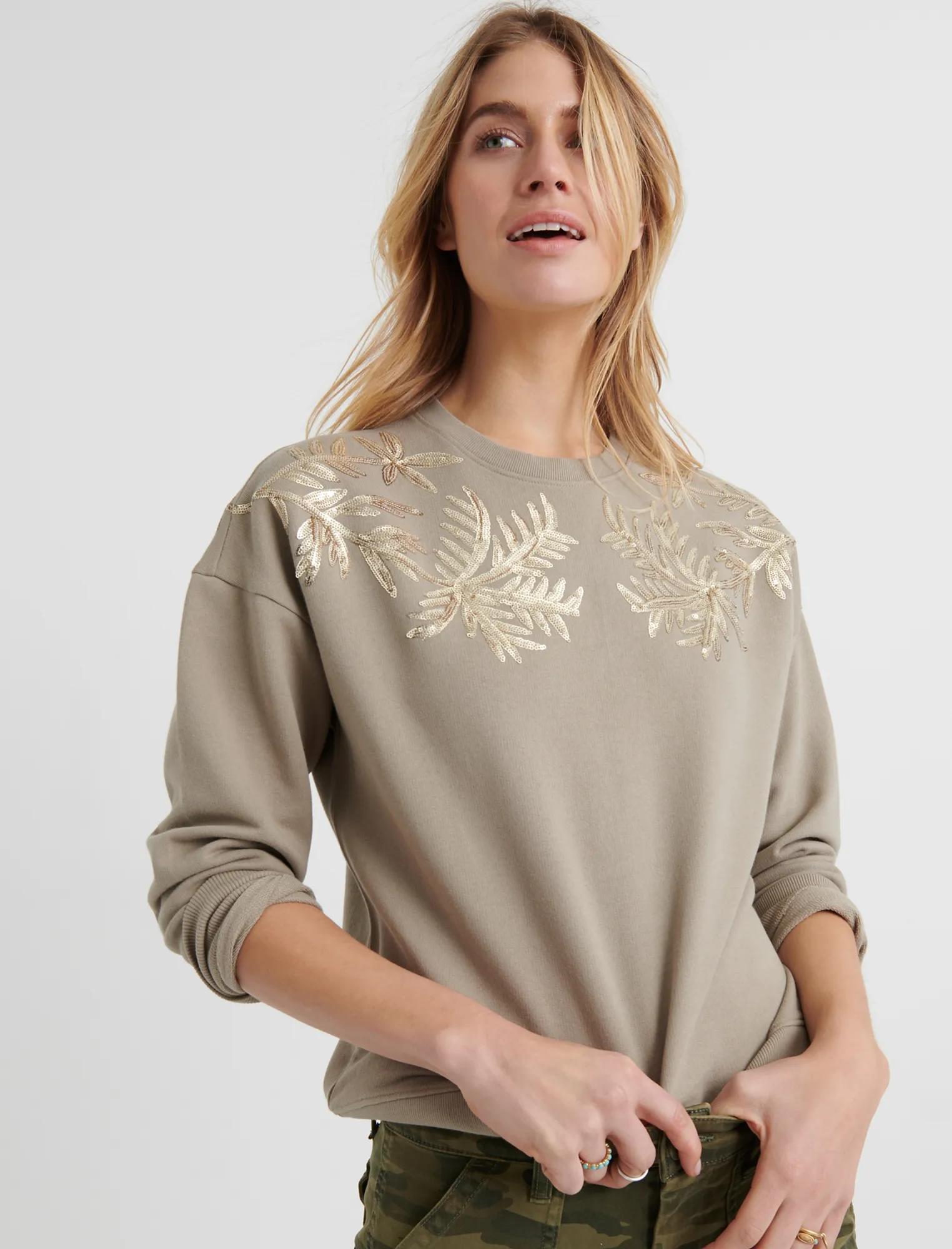 SEQUIN LEAF PULLOVER, image 1