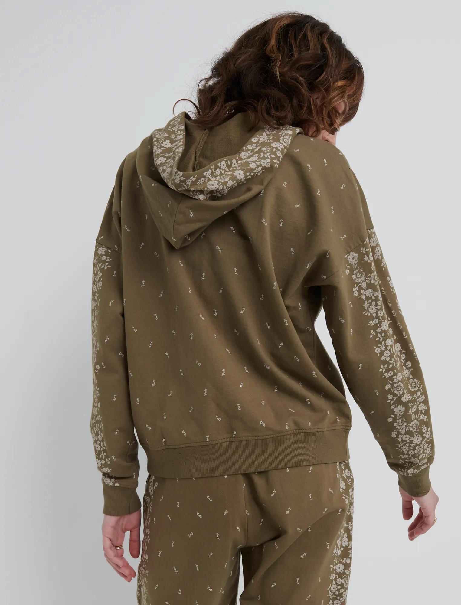 FLORAL PLACED HOODED ZIP UP, image 3