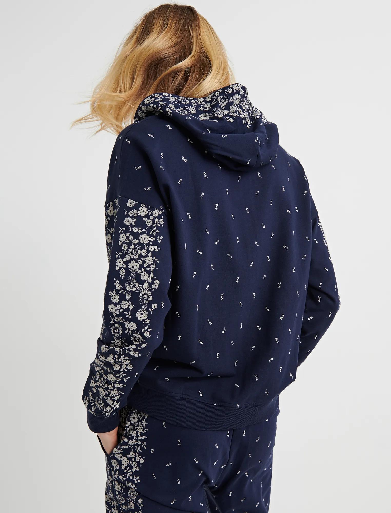 FLORAL PLACED HOODED ZIP UP, image 3