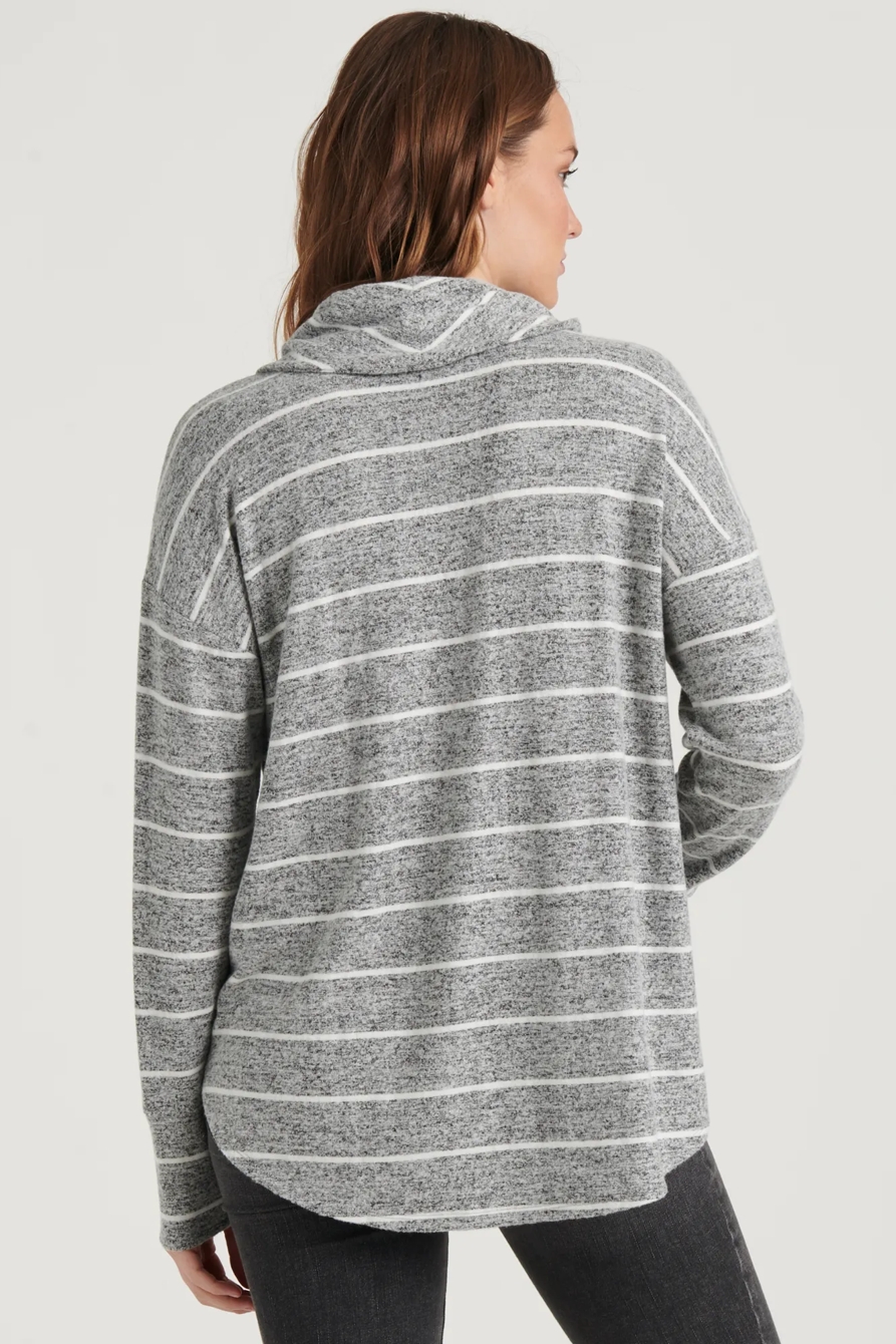 COWL NECK CLOUD JERSEY STRIPE TOP, image 4