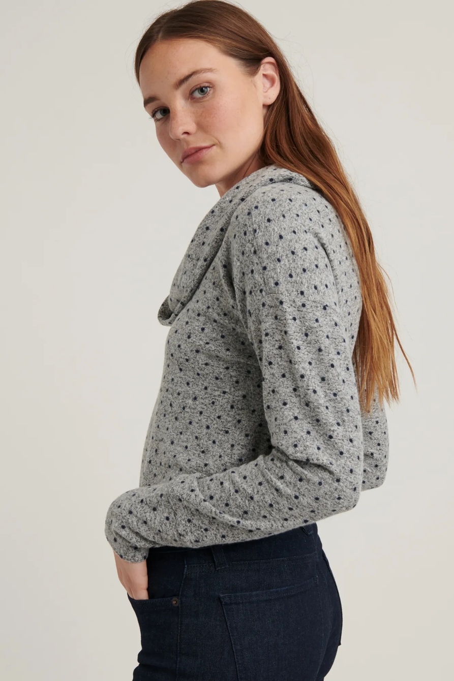 COWL NECK CLOUD JERSEY DOT TOP, image 3