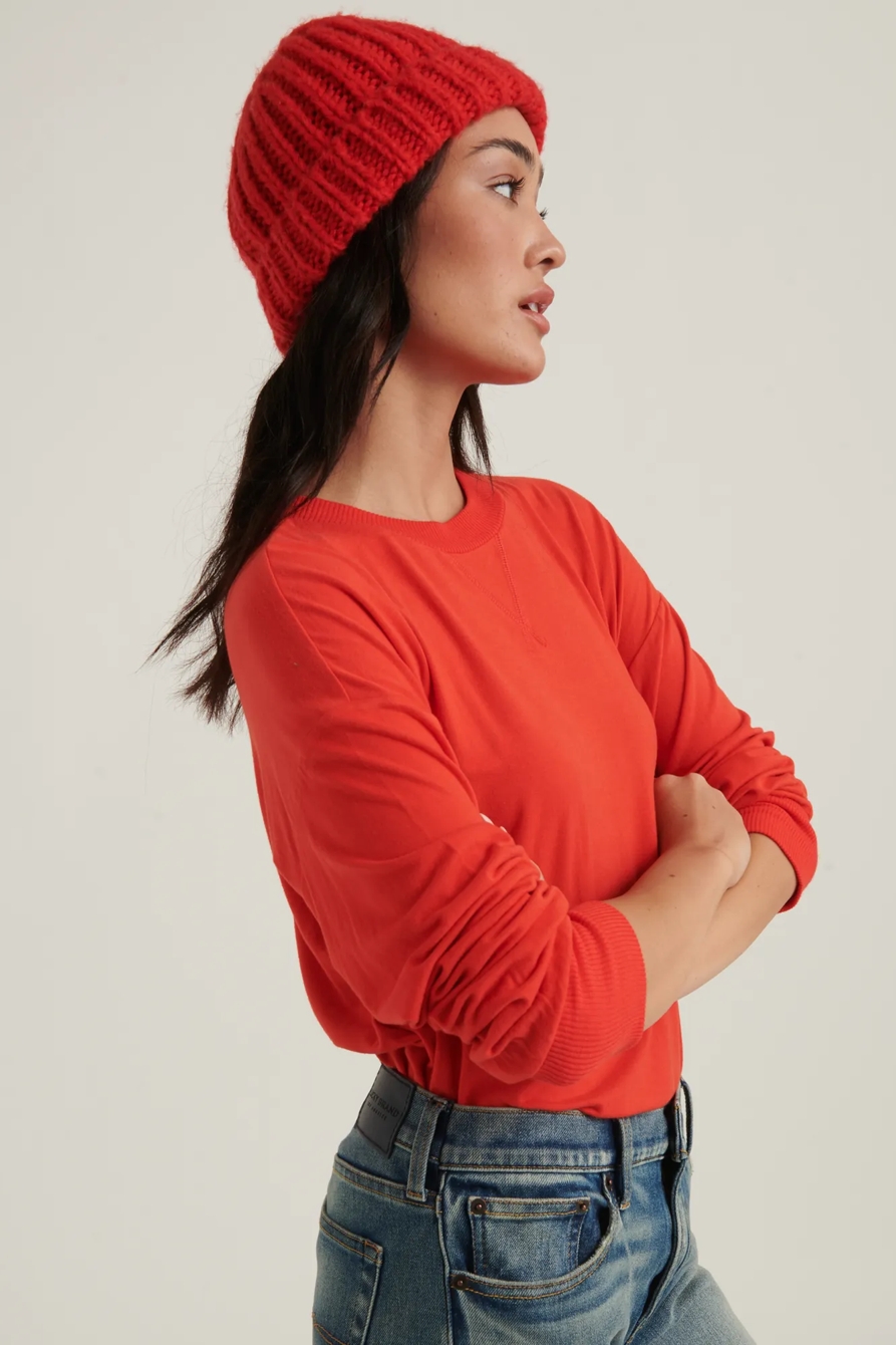 BRUSHED JERSEY V-NECK TOP, image 3