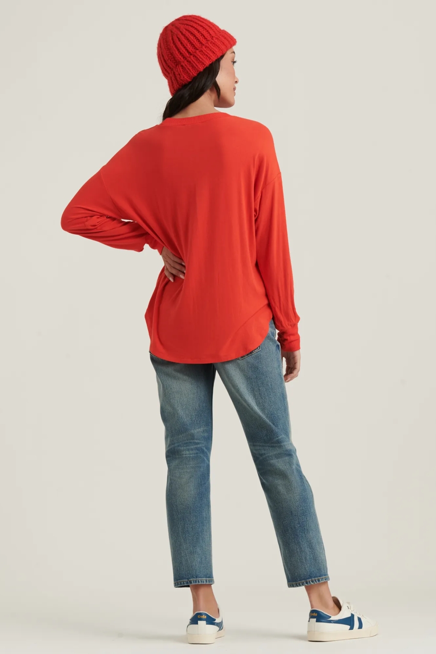 BRUSHED JERSEY V-NECK TOP, image 4