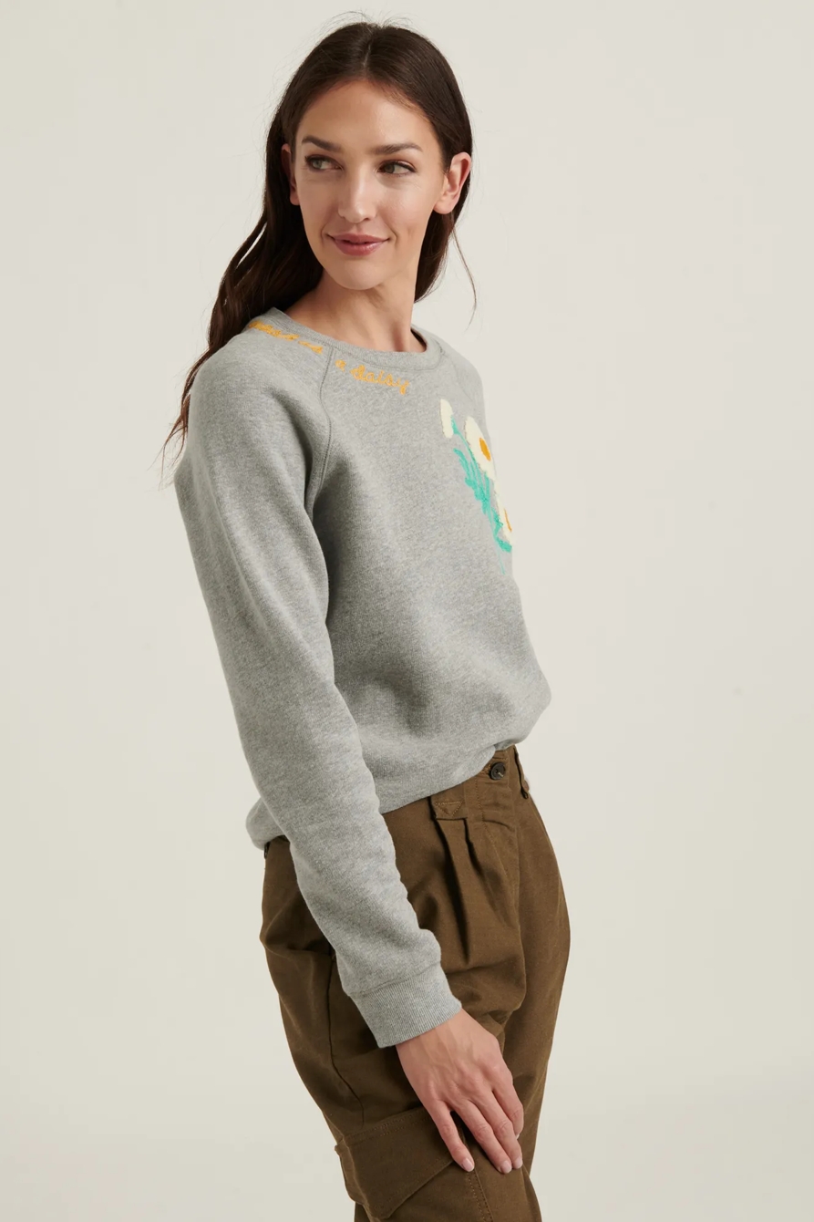 DAISY EMBROIDERED CREW SWEATSHIRT, image 2