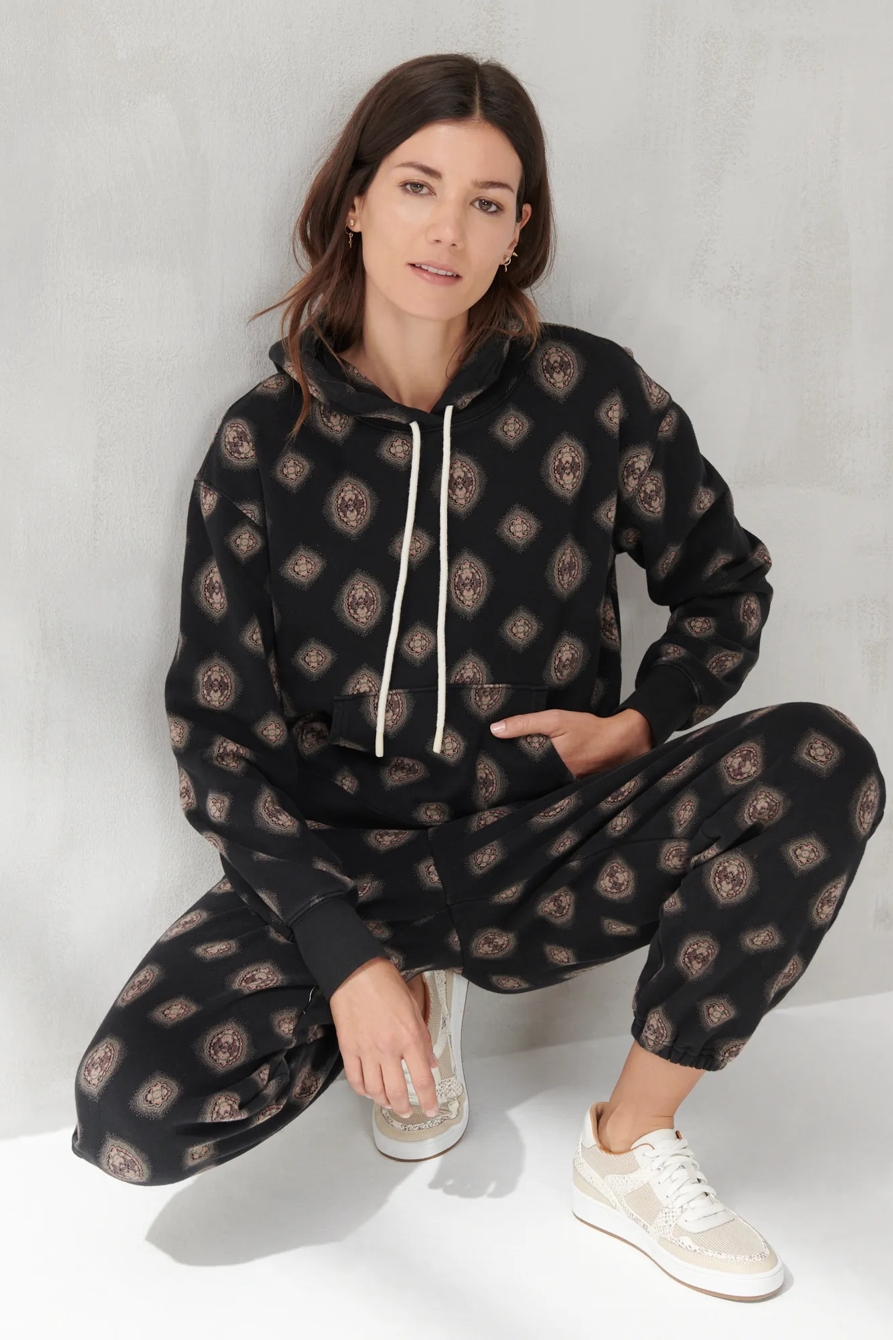 PRINTED SUEDED TERRY HOODIE, image 2