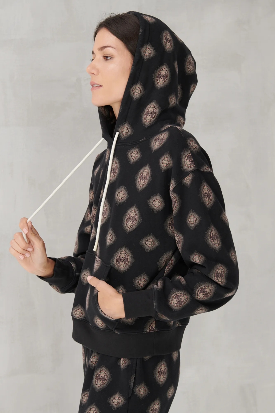 PRINTED SUEDED TERRY HOODIE, image 3