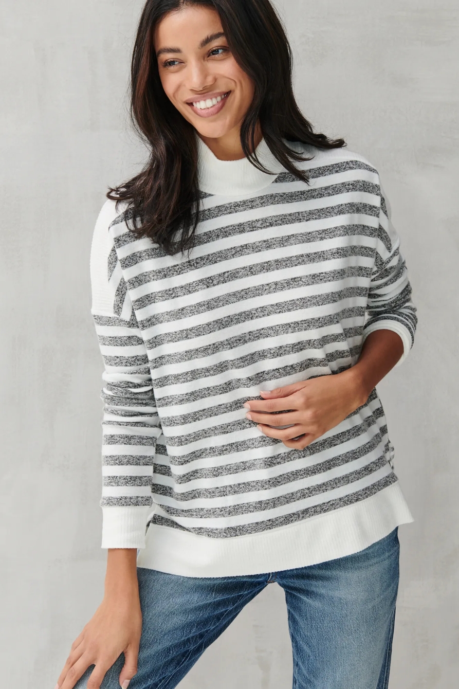 CLOUD JERSEY STRIPE TURTLENECK, image 3