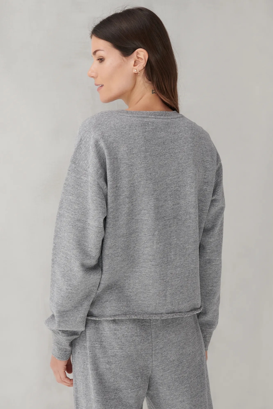 SUEDED TERRY CROP SWEATSHIRT, image 4