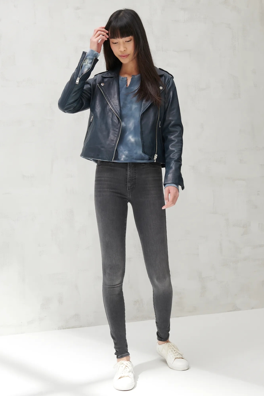 SUEDED TERRY CROP SWEATSHIRT, image 2