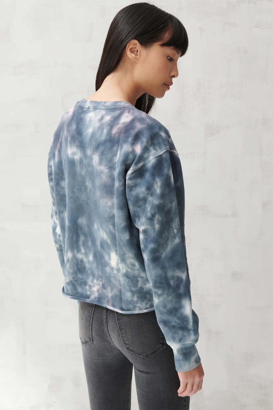 SUEDED TERRY CROP SWEATSHIRT, image 4