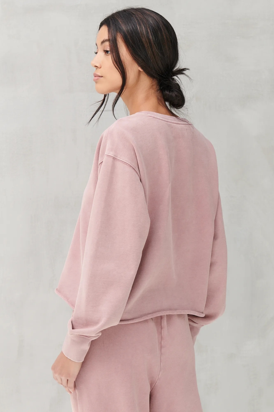 SUEDED TERRY CROP SWEATSHIRT, image 3