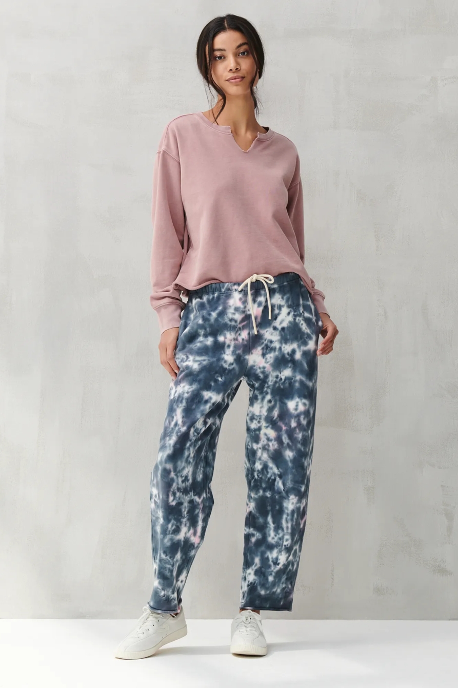 SUEDED TERRY CROP WIDE LEG PANT, image 2