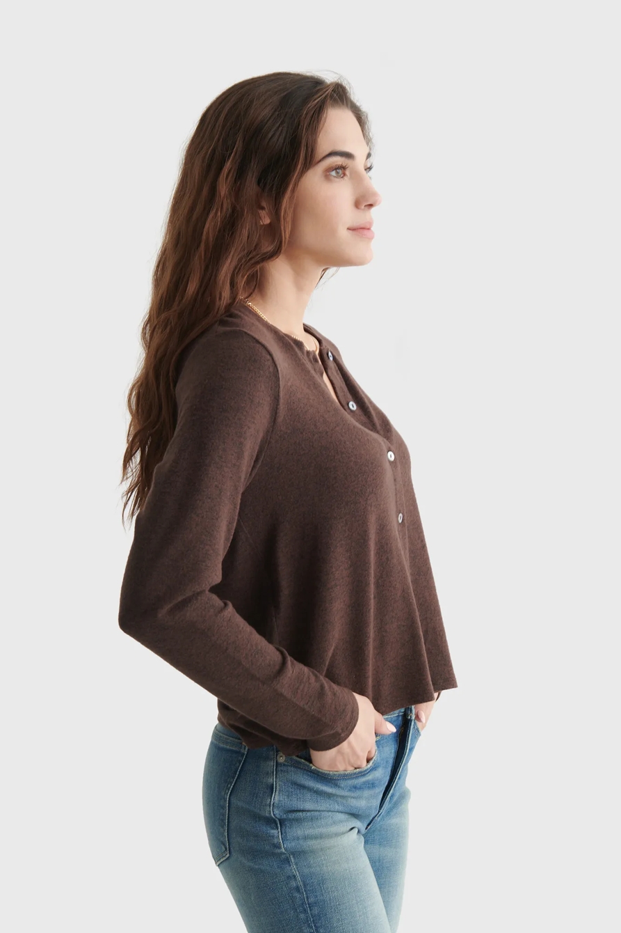CLOUD JERSEY LONG SLEEVE BUTTON-UP TEE, image 3