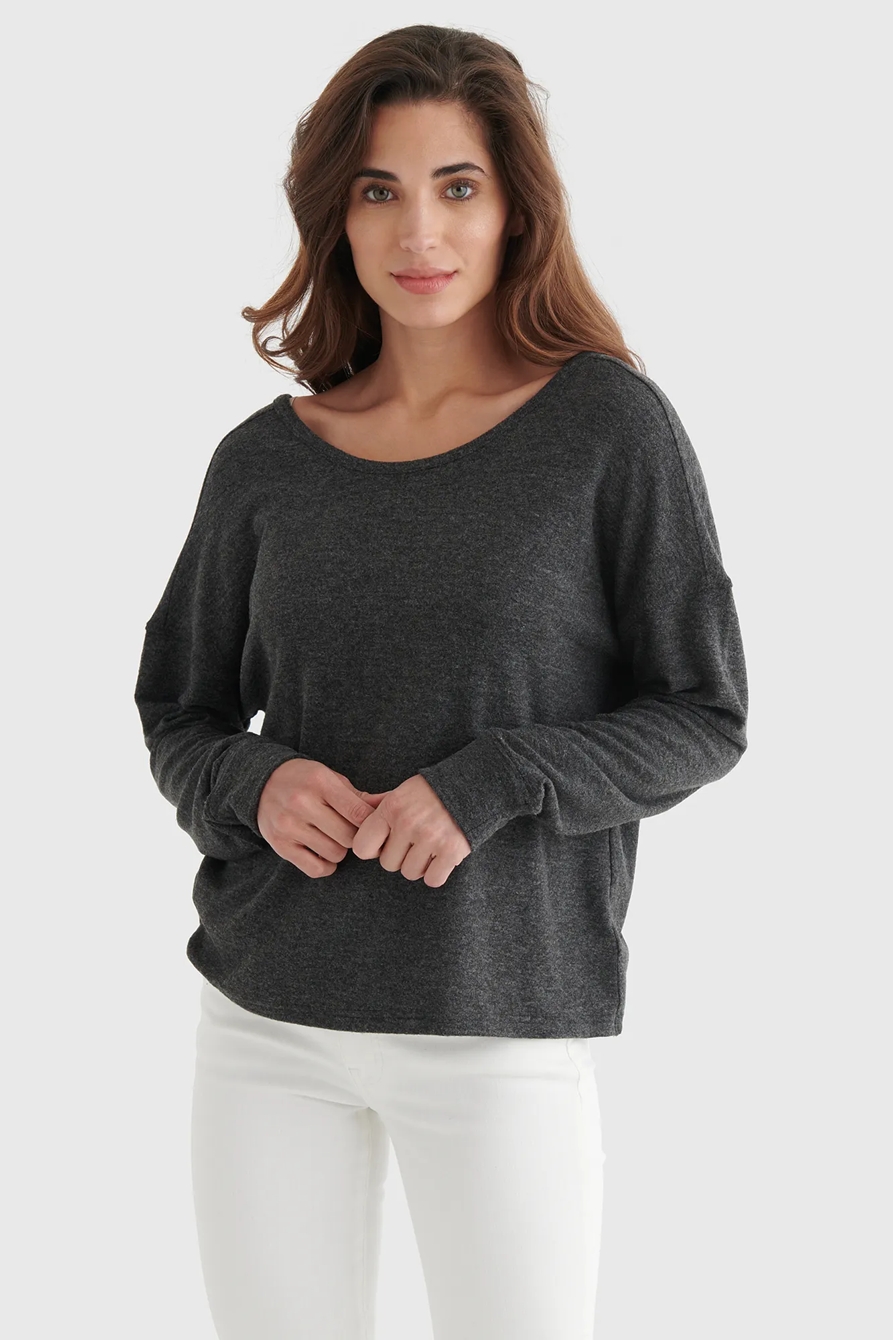 CLOUD JERSEY V-NECK TWIST-BACK TOP, image 1