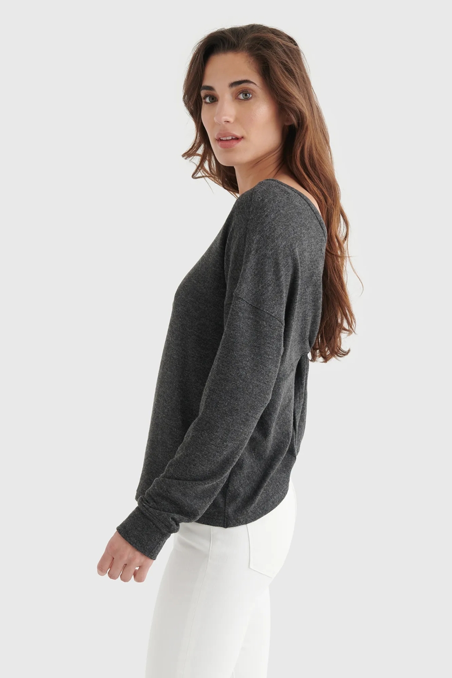 CLOUD JERSEY V-NECK TWIST-BACK TOP, image 3