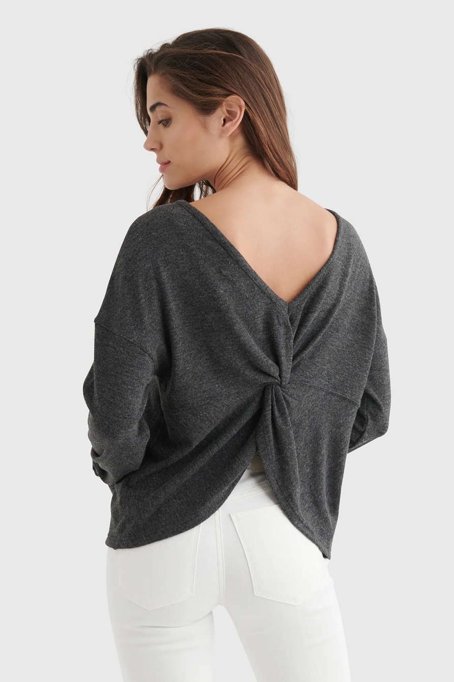 CLOUD JERSEY V-NECK TWIST-BACK TOP, image 5