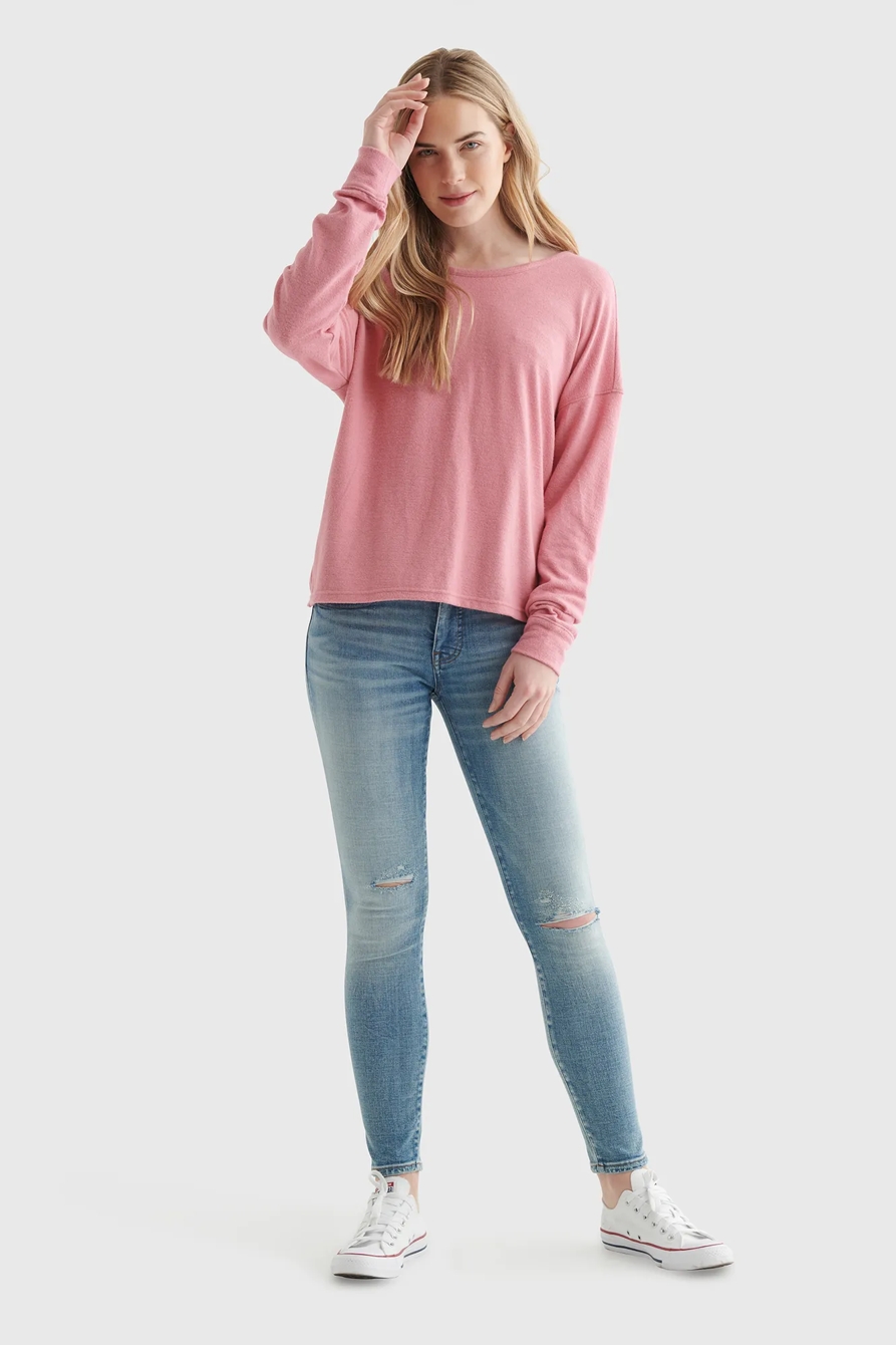 CLOUD JERSEY V-NECK TWIST-BACK TOP, image 2