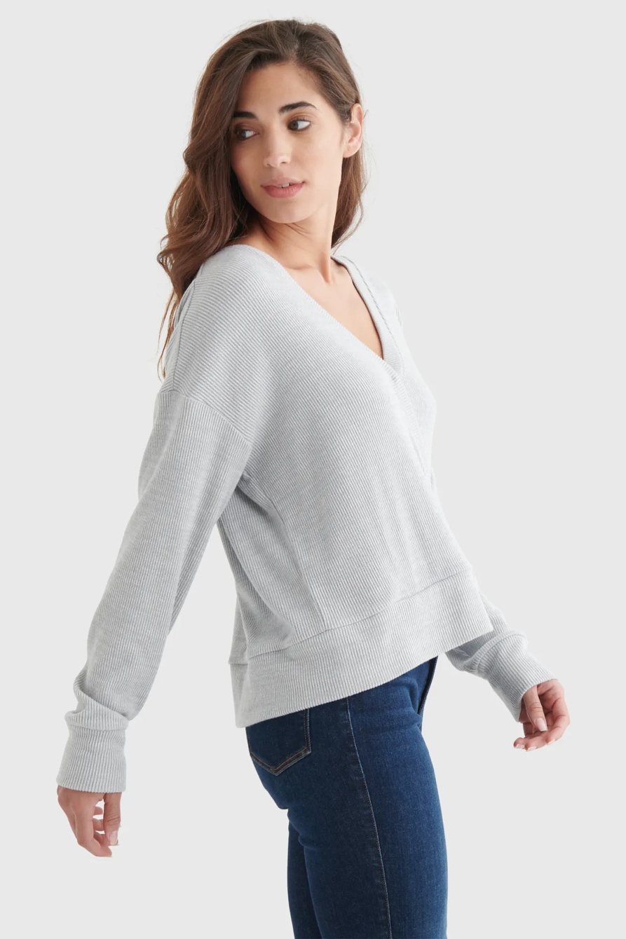 REVERSIBLE CLOUD JERSEY SURPLICE TOP, image 3