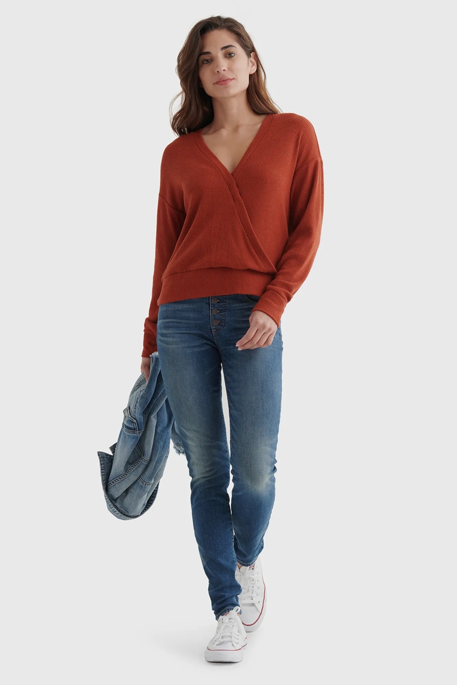 REVERSIBLE CLOUD JERSEY SURPLICE TOP, image 2