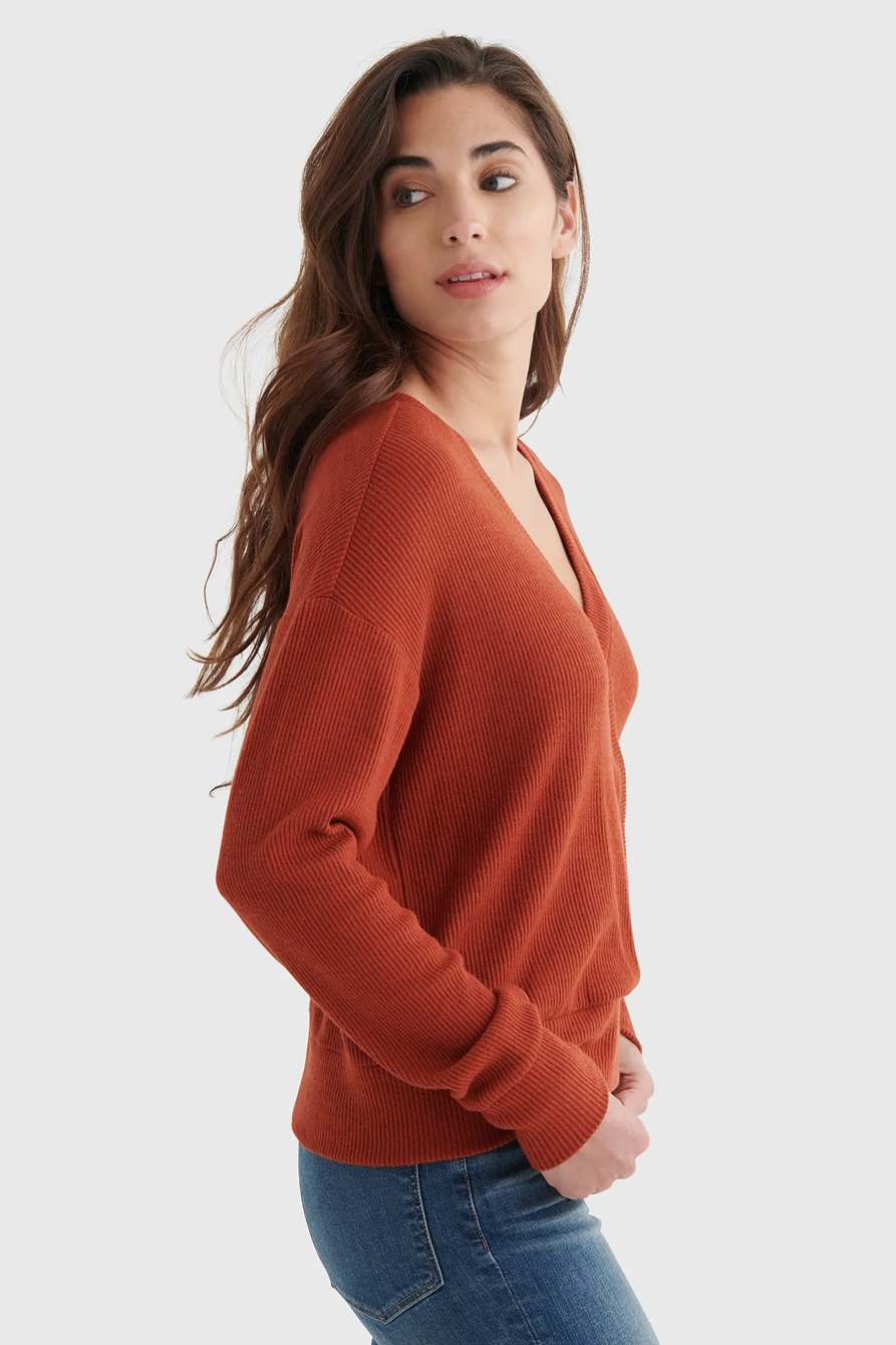 REVERSIBLE CLOUD JERSEY SURPLICE TOP, image 3