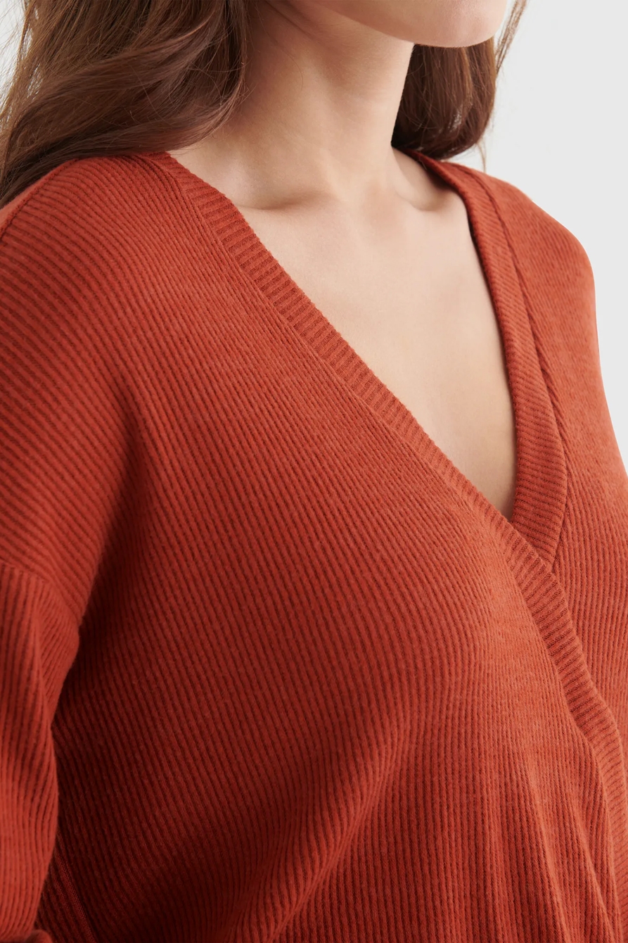 REVERSIBLE CLOUD JERSEY SURPLICE TOP, image 4