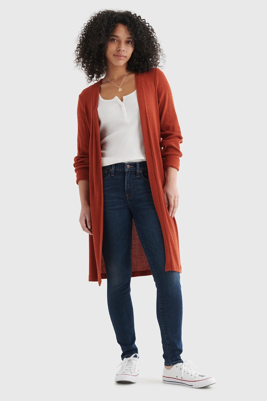 CLOUD JERSEY LONG-LINE OPEN-FRONT CARDIGAN, image 1